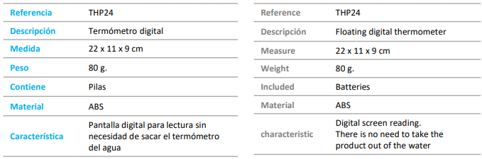 Características Termómetro Digital Flotante Gre THP24